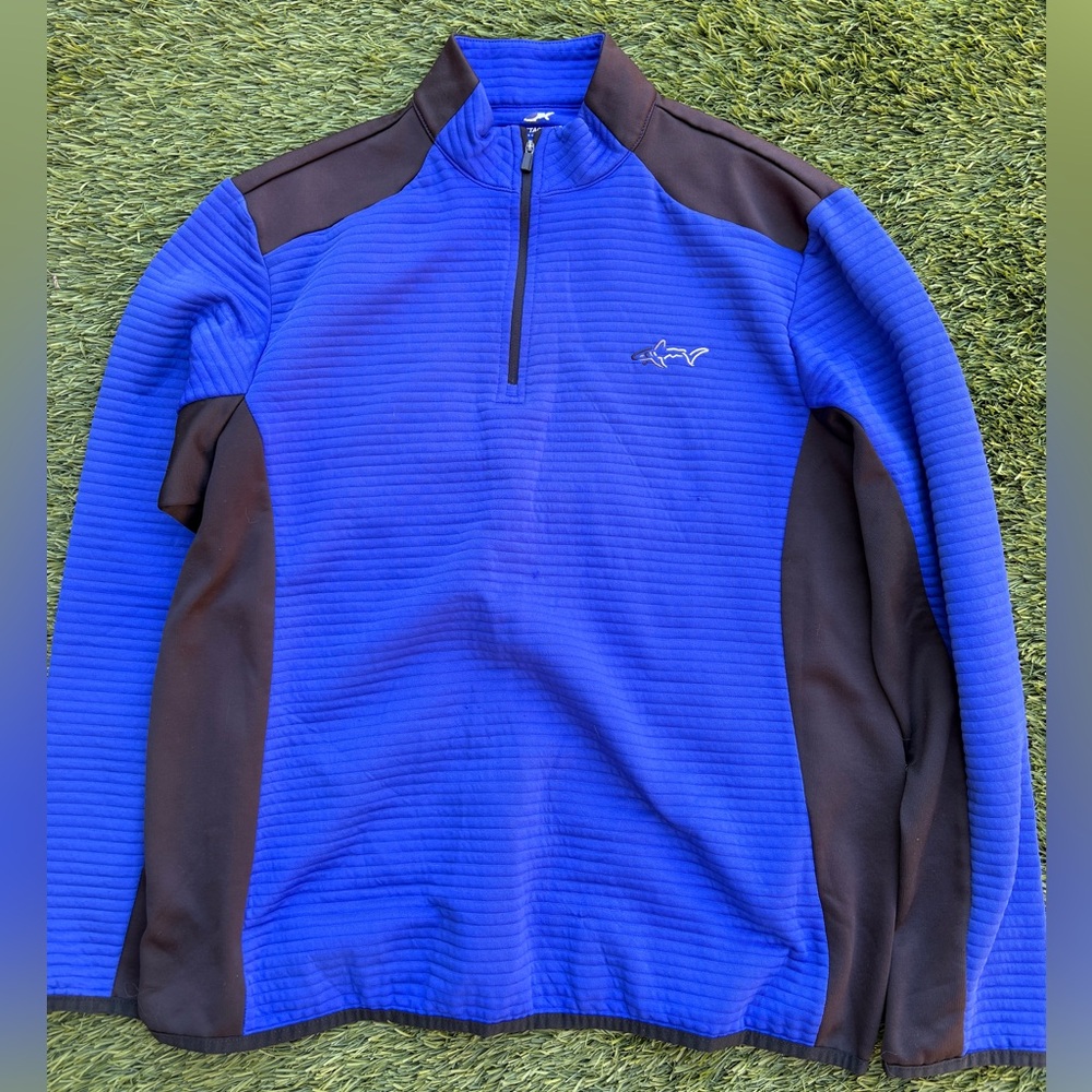 Attack Life by Greg Norman Blue and Black Quarter-Zip Jacket